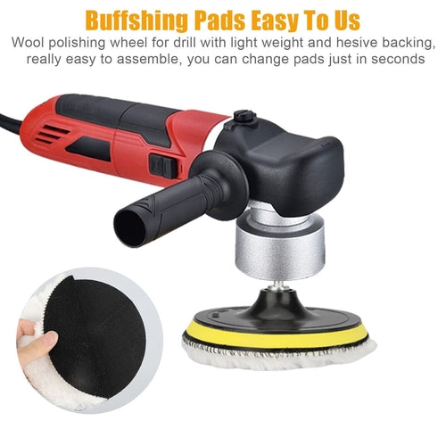 5PCS 6" Buffing Polishing Pad Wool Wheel Mop Kit For Car Polisher