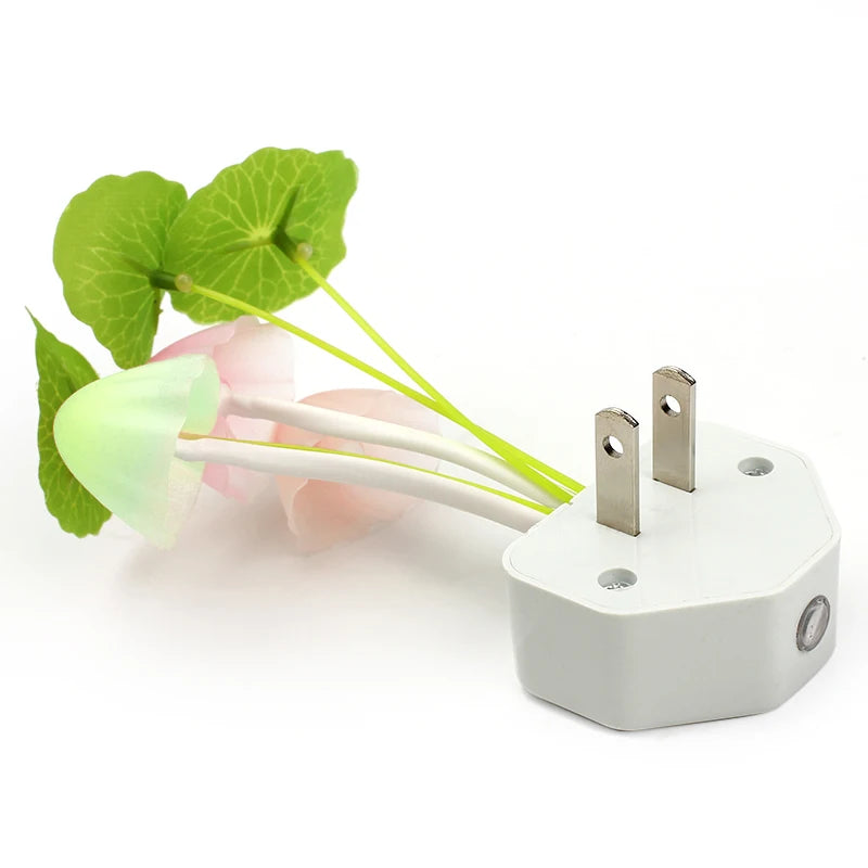 Novelty Mushroom Fungus Night Light EU & US Plug Light Sensor 220V 3 LED Colorful Mushroom Lamp Led Night Lights
