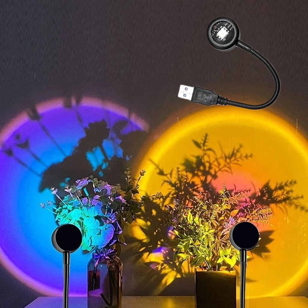 Lampă de apus USB, proiector LED de lumină de noapte, curcubeu, fotografie, lumină ambientală de perete, decor pentru dormitor, cadouri pentru casă