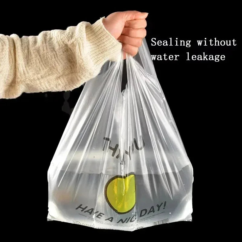 Plastic Food Storage Bags with Handle Supermarket Grocery Shopping Bag Useful Shopping Bag Kitchen Storage Basket