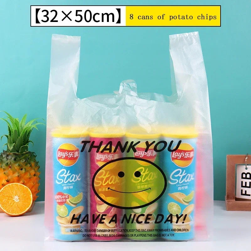Plastic Food Storage Bags with Handle Supermarket Grocery Shopping Bag Useful Shopping Bag Kitchen Storage Basket