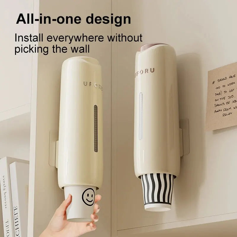 UFORU Wall-Mounted Water Dispenser Cup Holder Rack