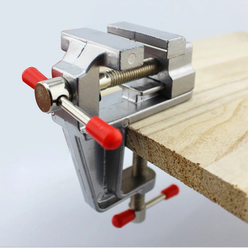 Menghină de banc mini multifuncțională de 3,5" din aluminiu, miniatură pentru bijutieri, clemă pentru hobby, menghină de masă cu fălci plate