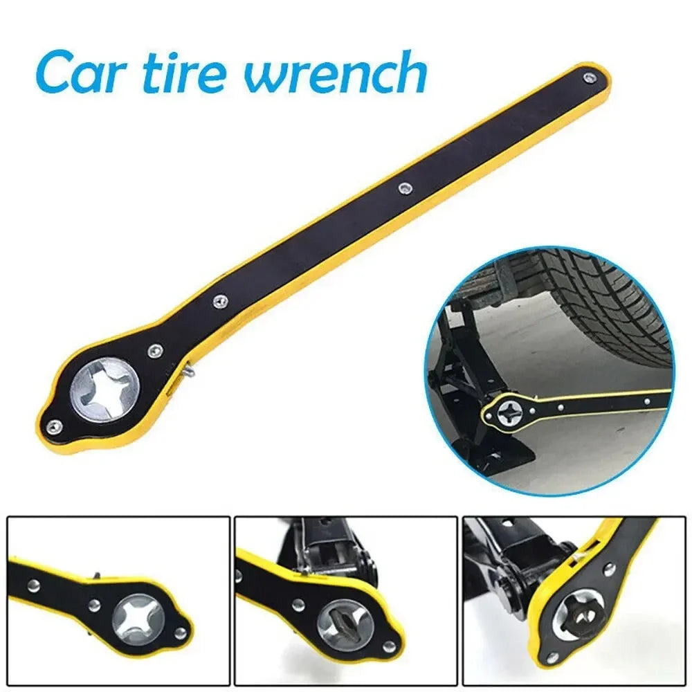 Cheie cu clichet pentru cric auto, cheie de schimbat anvelope, cheie în cruce pentru reducerea efortului, manivelă pentru cric auto